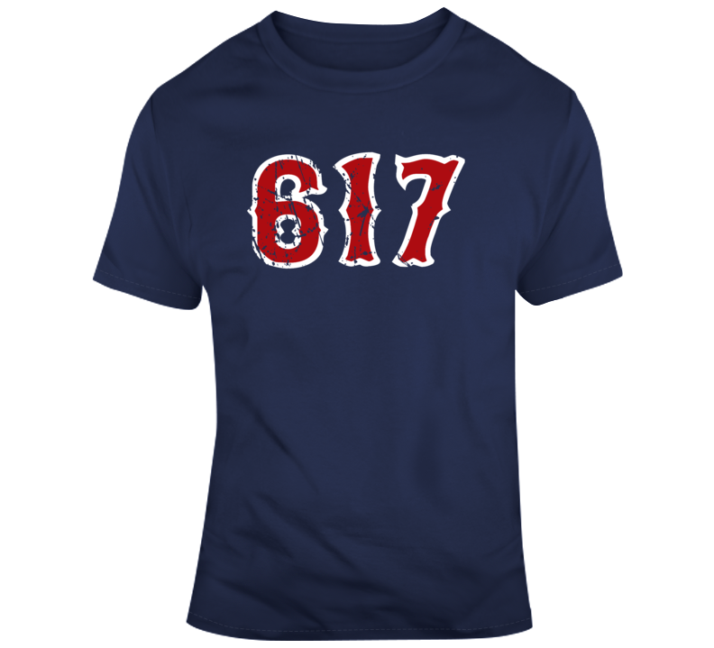 BeantownTshirts Boston Champs 617 Area Code Boston Baseball Fan Distressed T Shirt Ladies / White / Medium