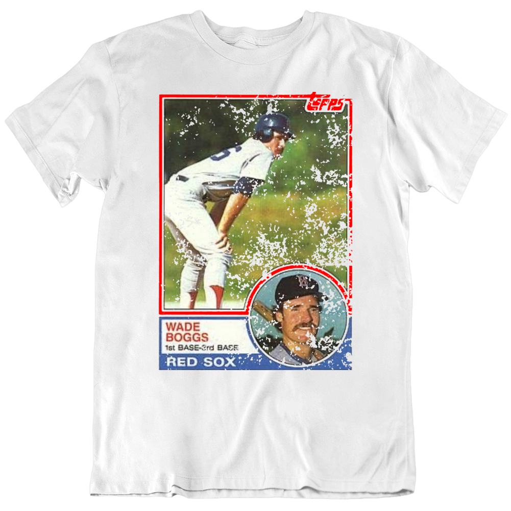 BeantownTshirts Retro Topps Wade Boggs Rookie Card Baseball Fan T Shirt Premium / White / X-Large