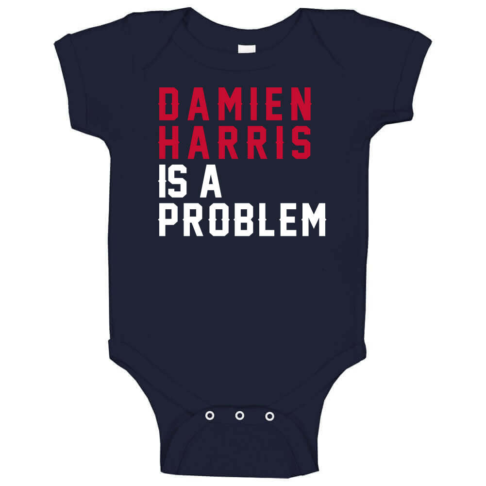 Damien Harris Problem New England Football Fan T Shirt Baby One Piece / Navy / 18 Months