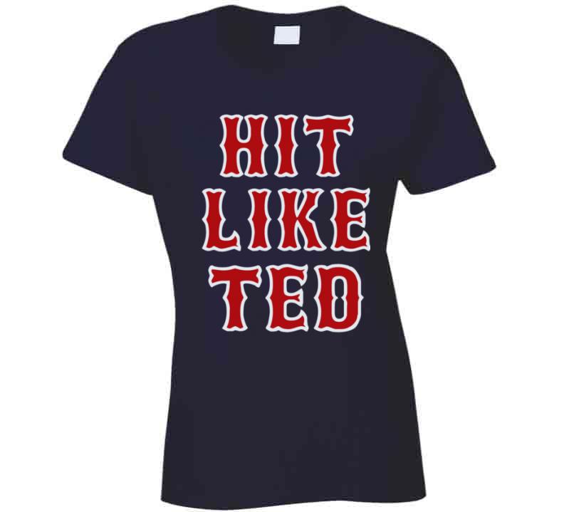 BeantownTshirts Hit Like Ted Boston Baseball Ted Williams Sports Fan T Shirt V-Neck / Navy / Medium