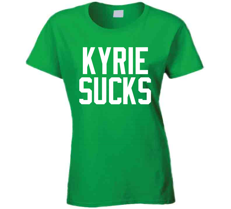 Smack Apparel Kyrie Sucks (Go Boston!) T-Shirt for Boston Basketball Fans | Unlicensed Boston Basketball Shirt, Softstyle Short Sleeve / Large / White