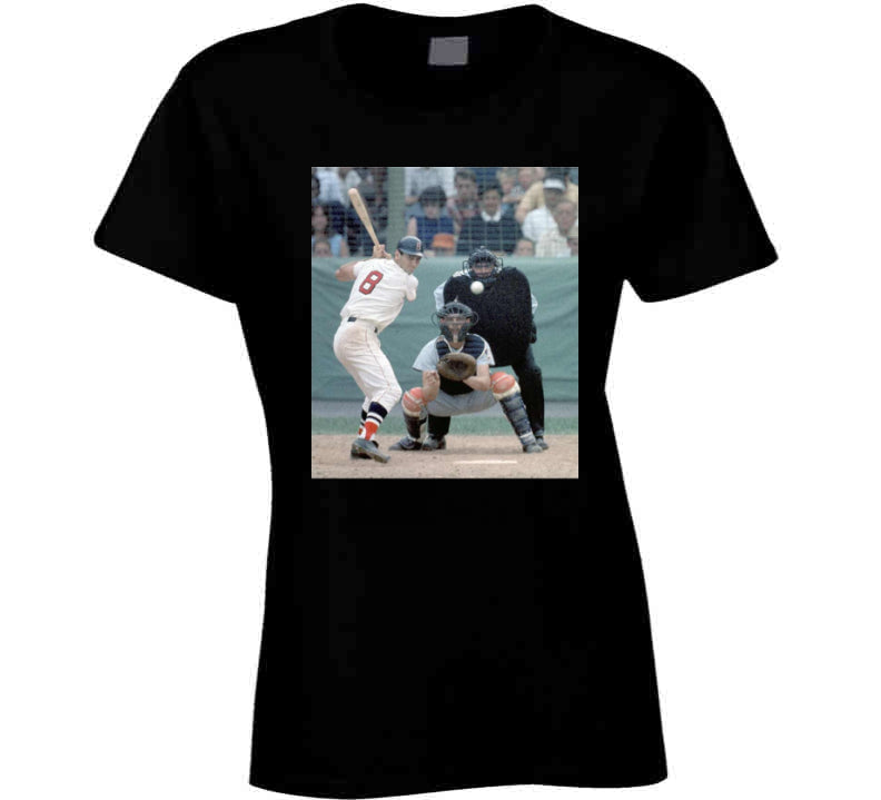 BeantownTshirts Hit Like Carl Boston Baseball Carl Yastrzemski Sports Fan T Shirt Ladies Premium / Navy / Medium