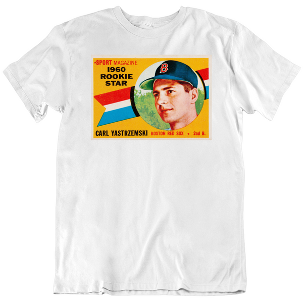 BeantownTshirts Carl Yastrzemski Rookie Card Boston Baseball Fan V2 T Shirt V-Neck / White / 3 X-Large