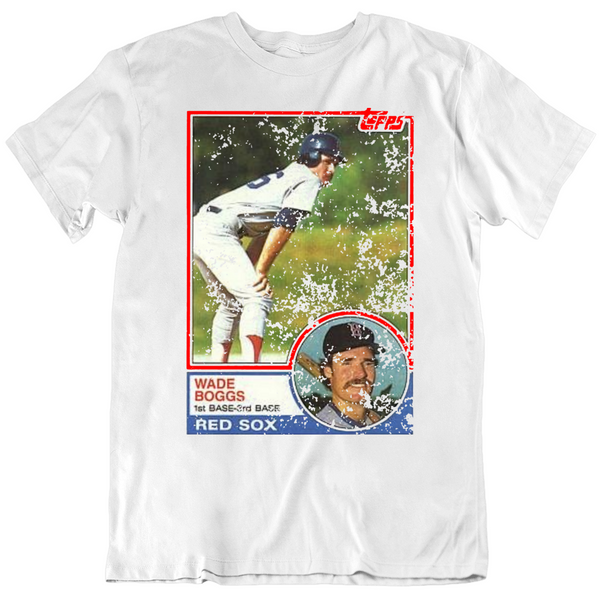 1983 Topps Rookie Wade Boggs Red Sox T-Shirt from Homage. | Navy | Vintage Apparel from Homage.