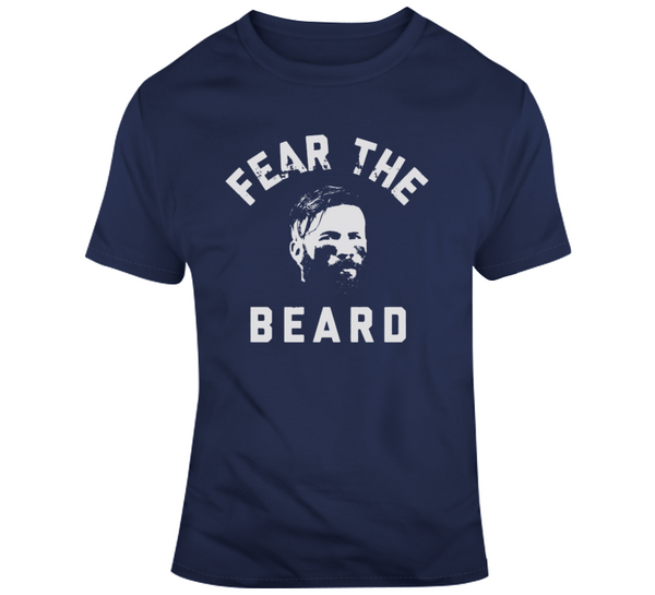 BeantownTshirts Fear The Beard Julian Edelman New England Football Retro 8 Bit Style T Shirt V-Neck / White / Medium