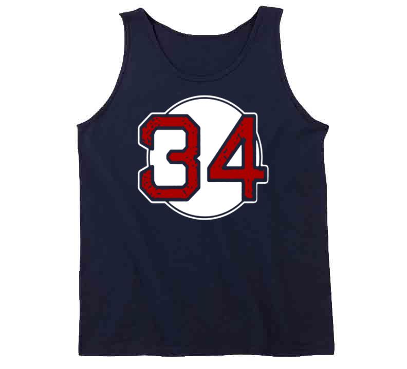 BeantownTshirts David Ortiz Big Papi 34ever Boston Baseball T Shirt Tanktop / Navy / Medium