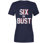 Six Or Bust New England Football Fan Distressed T Shirt