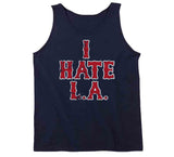 I Hate LA Boston Baseball Fan Distressed T Shirt