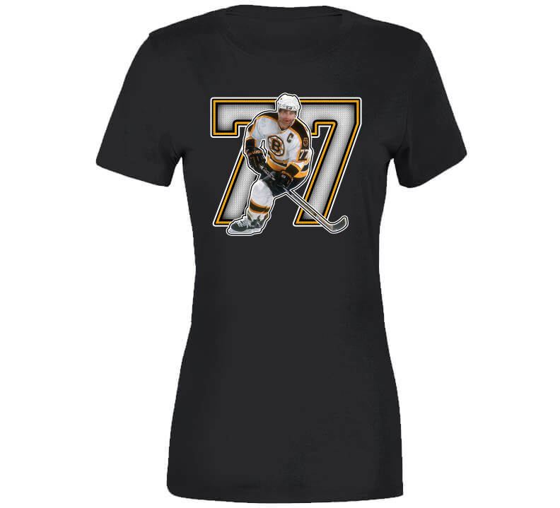 BeantownTshirts Ray Bourque Captain 77 Boston Hockey Fan T Shirt V-Neck / Black / Small