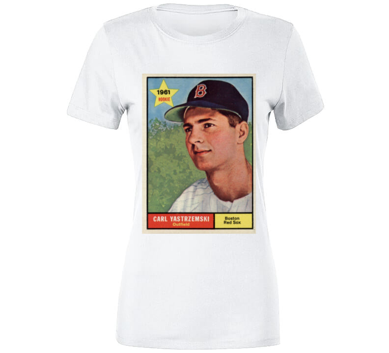 BeantownTshirts Carl Yastrzemski Rookie Card Boston Baseball Fan V2 T Shirt Classic / White / 4 X-Large