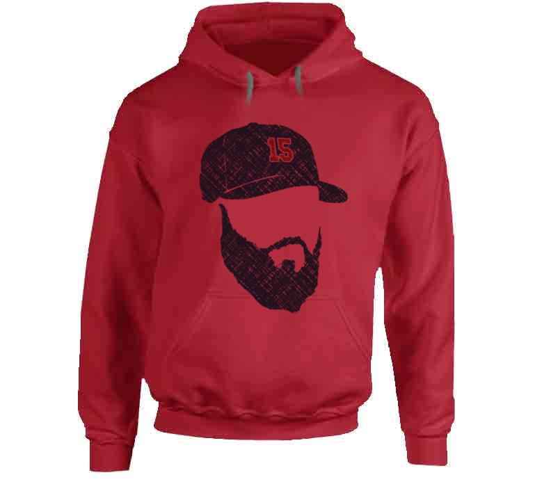 BeantownTshirts Dustin Pedroia Head Silhouette Boston Baseball Distressed T Shirt Hoodie / Red / Medium