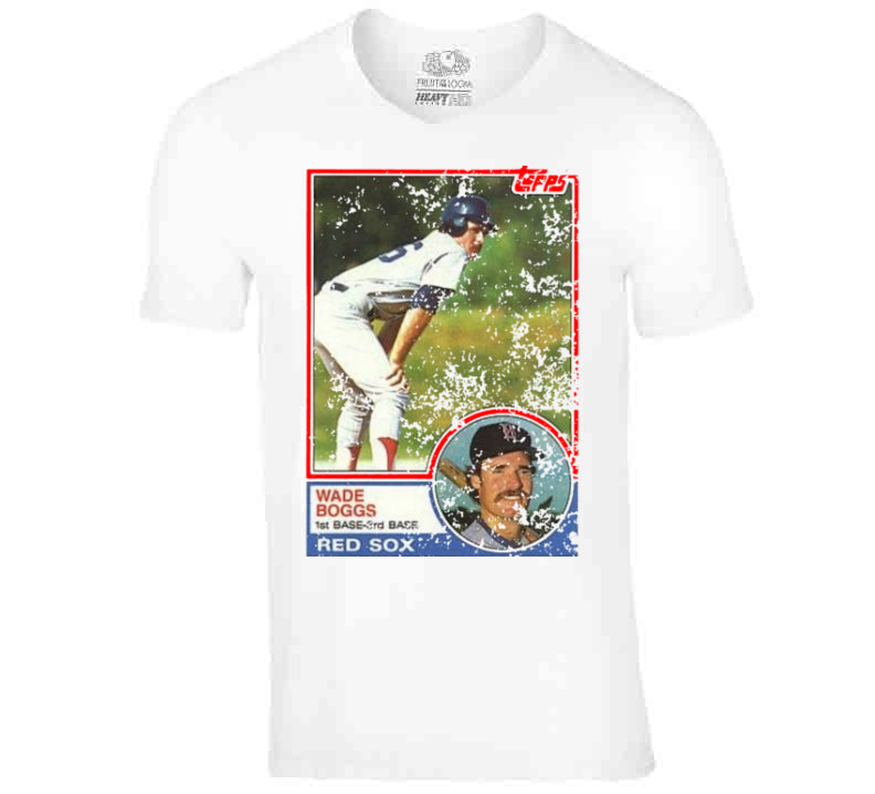 1983 Topps Rookie Wade Boggs Red Sox T-Shirt from Homage. | Navy | Vintage Apparel from Homage.