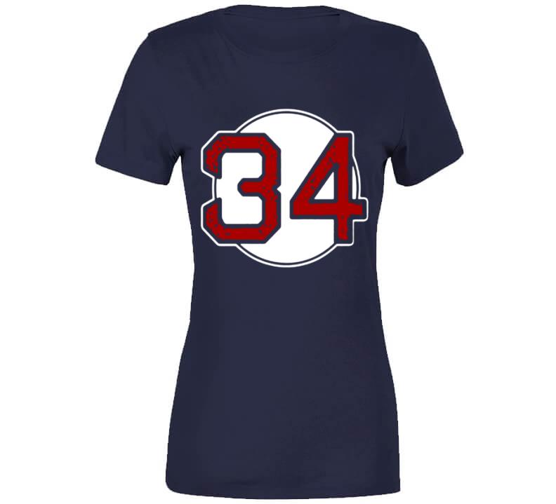 BeantownTshirts David Ortiz Big Papi 34ever Boston Baseball T Shirt Ladies Premium / Navy / 2 X-Large